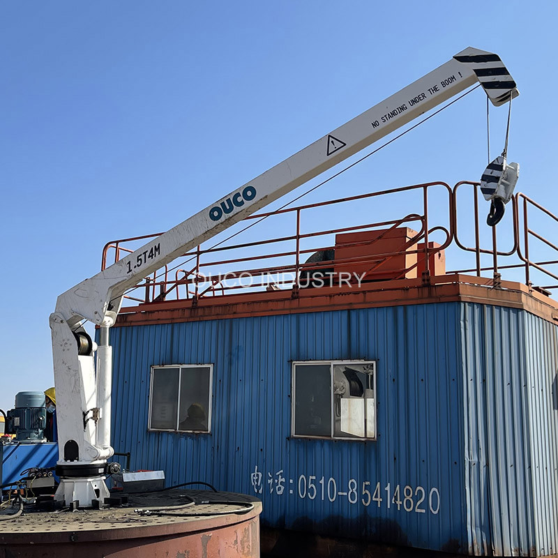1.5T4M Small Ship Deck Cranes Lifting Hydraulic Boom Yacht
