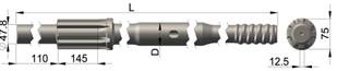 High Performance Furukawa HD709RP Shank Adapter for hydraulic and pleumatic rigs