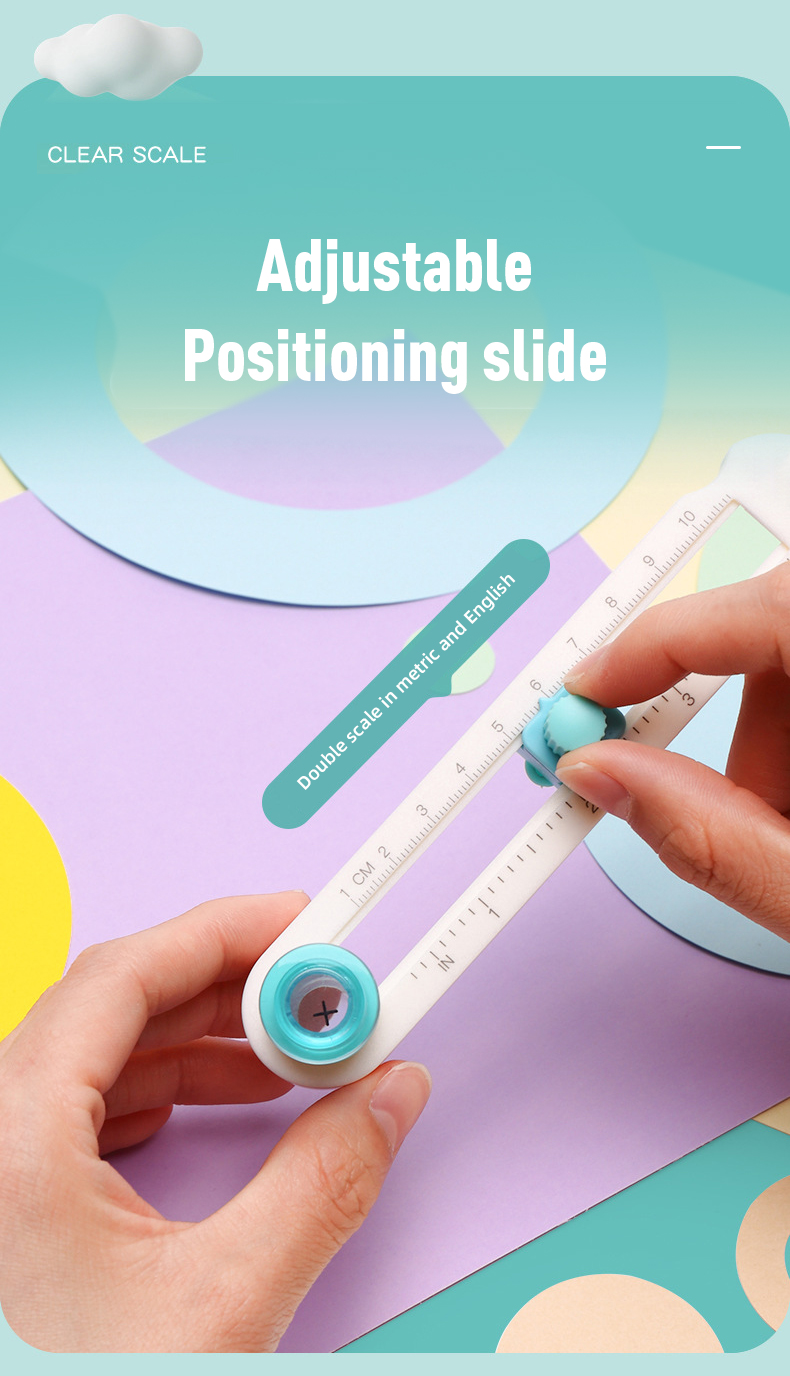 Manual Rotating Compass Knife Fillet Cutter Round Paper Utility Knife Cutting Tool for DIY