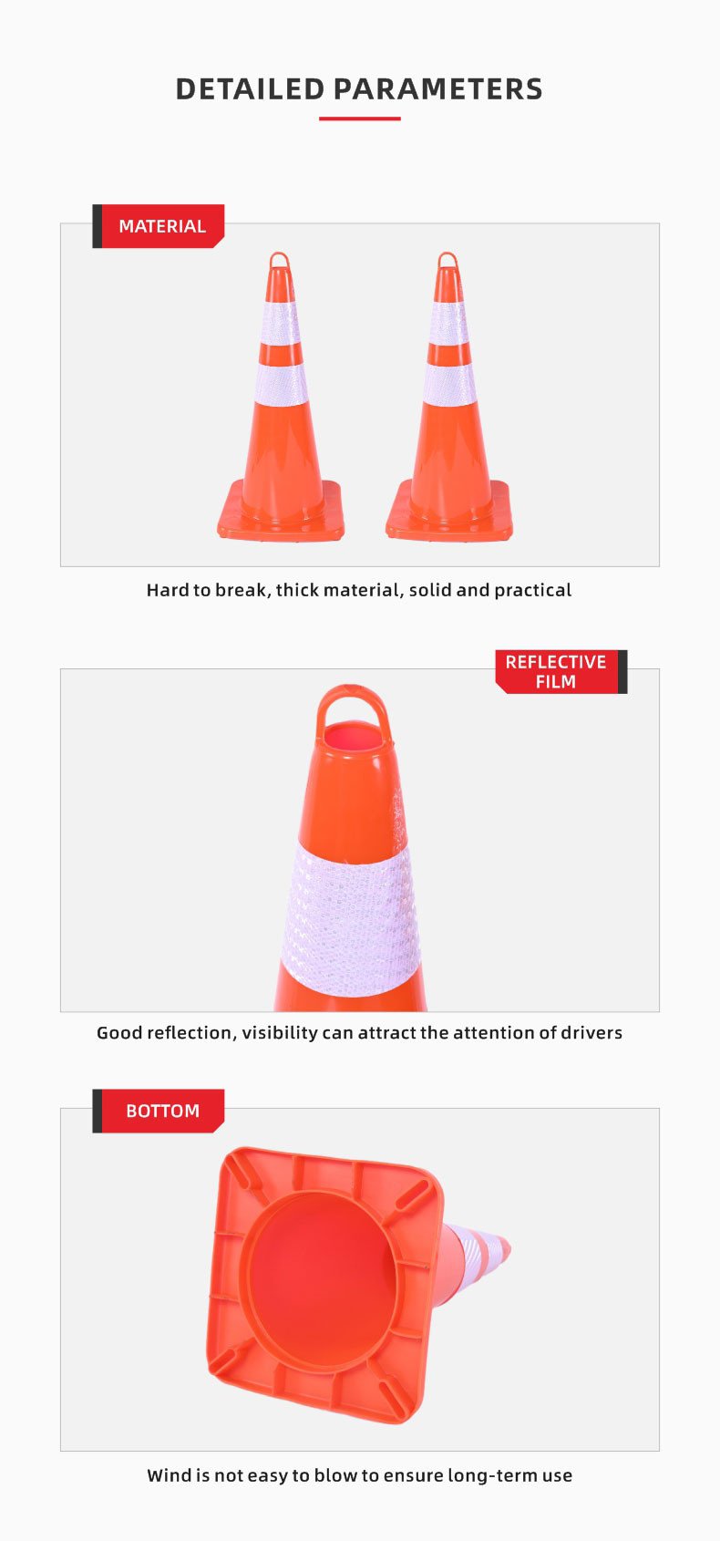 28inch PVC EVA Traffic Safety Cone With Lamp For Road Safety