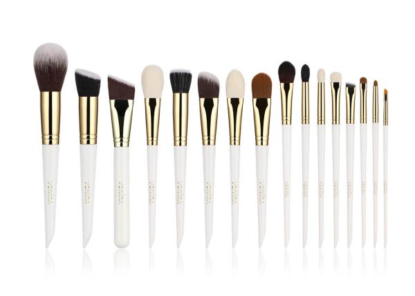 Vonira Artisan Studio 16pcs Makeup Brushes Kit With Gold Copper Ferrule Wooden