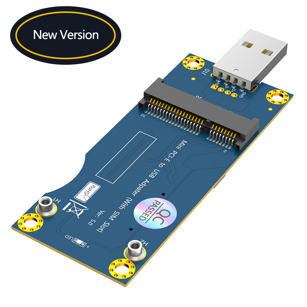 Mini PCI-E PCIe 52Pin to USB 2.0 Wireless Module Adapter Riser Card with SIM Slot VER 5.0 For 3G 4G WWAN LTE GSM Modem