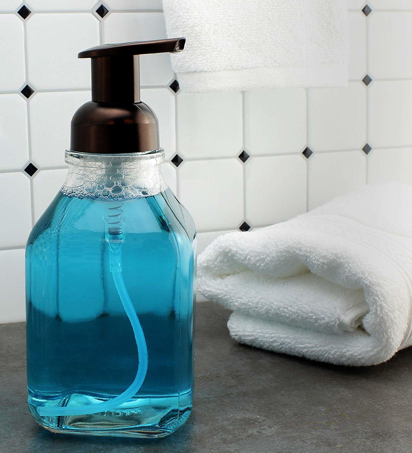 Transparent Glass Empty Foam Pump Bottles Durable Smooth Surface