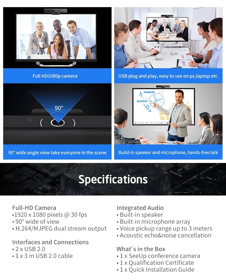 1080P all in one webcam plug and play best usd camera for skype video conferencing with Microphone and speaker