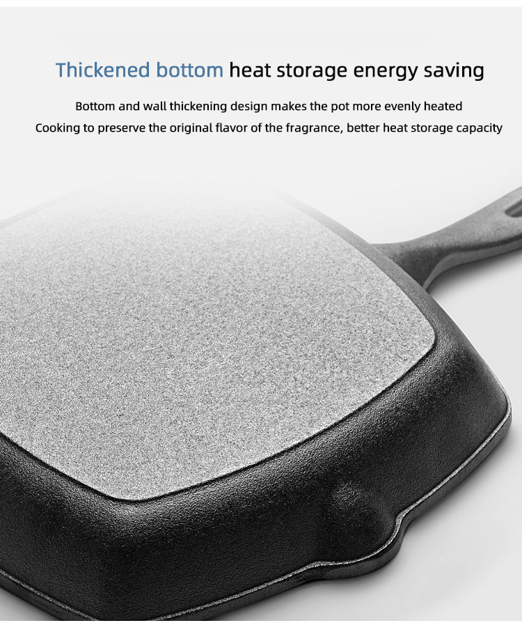 Flat Bottom Stovetop Grill Pan Cast Iron Non Stick Frying Pans For Cooking