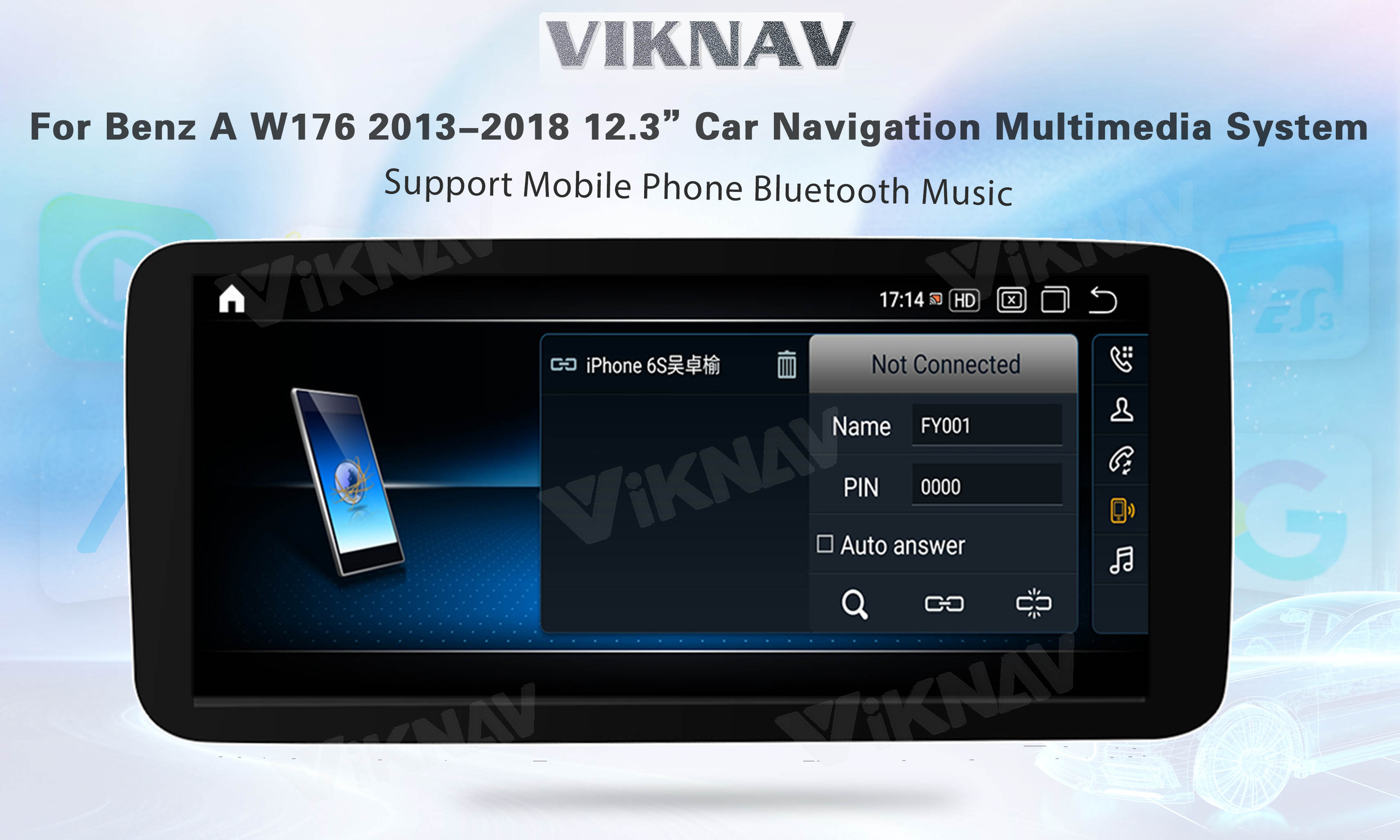 Viknav 12.3 Inch Android For Benz A W176 CLA C117 GLA X156 G W463 2013-2018 GPS Car With Screen Radio Player (NTG5.0)