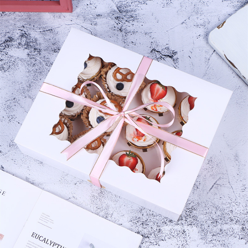 Customized Printing 6 12 Hole Kraft Paper Muffin Cupcakes Box for Sushi and Cookies