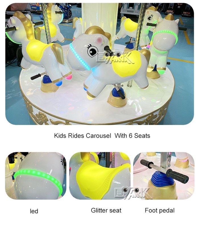 Kiddie Ride Angel Carousel 6 Seats Carousel Horses For Children'S Theme Park