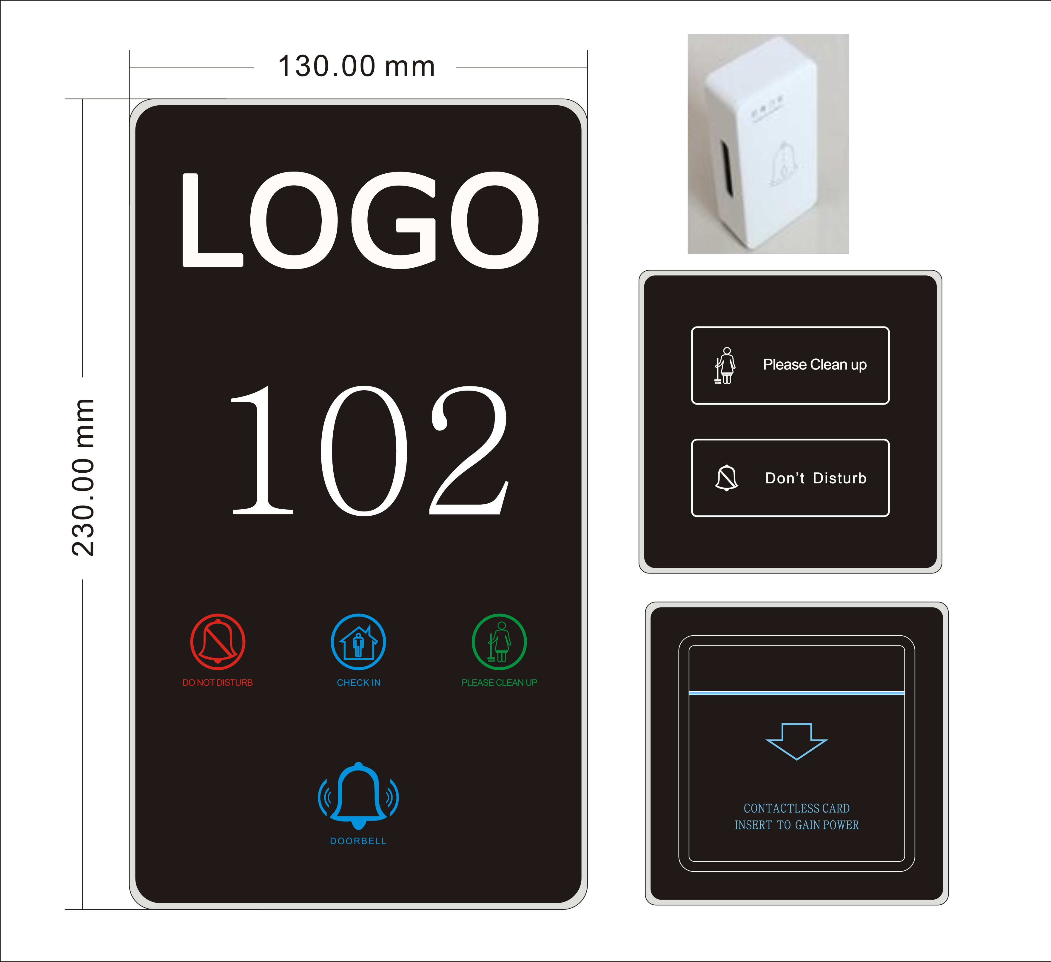 MUR Acrylic Hotel Room Name Plate 220V Hotel Doorplate Switch