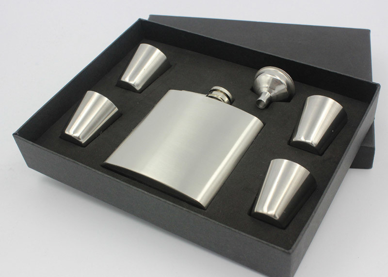 Pretty Kitchen Household Items 4 Cups 1 Funnel 6 Oz Metal Hip Flask