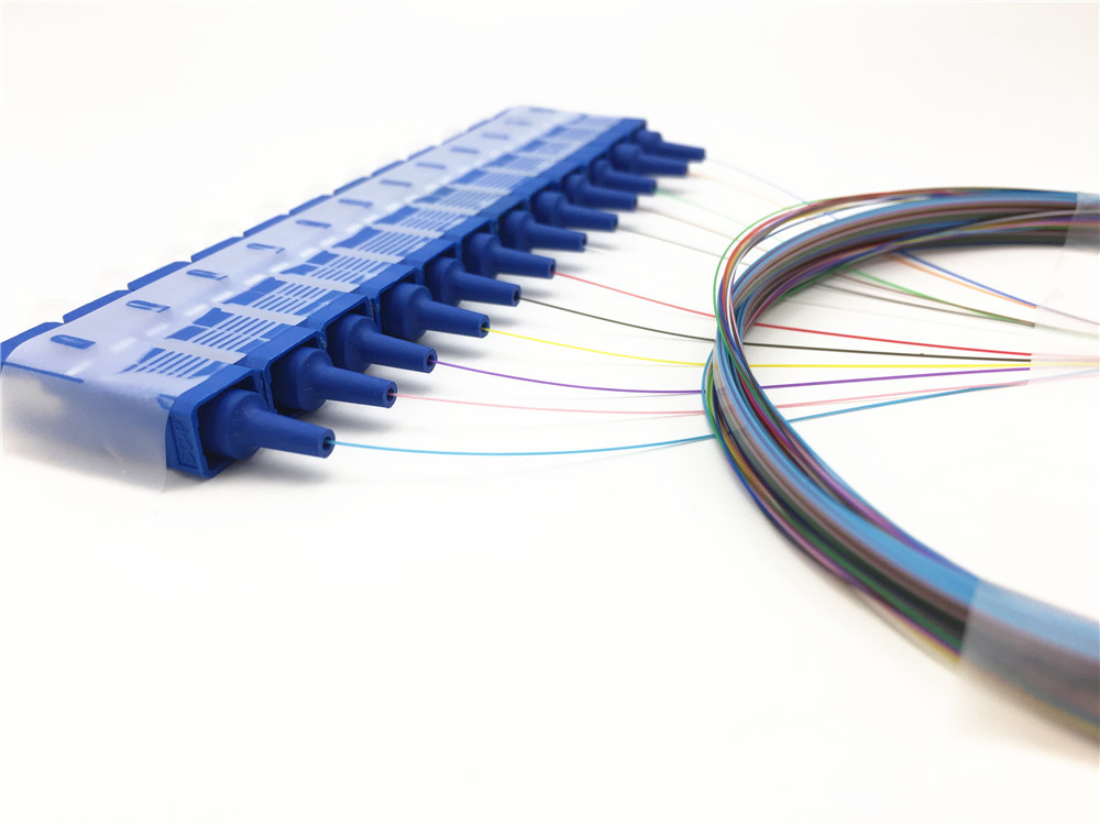 Singlemode 12 Core Ribbon Fanout 250um Fiber Optic Pigtail