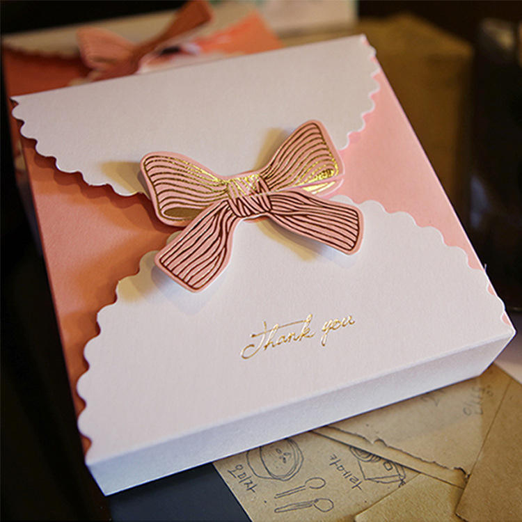 Custom Color Recycled Folding Ivory Board Small Gift Paper Box With Bow For Kids