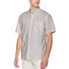 Buy cheap Tab Cuff Loose Linen Cotton Button Down Shirt Mens Grey Short Sleeve Shirt from wholesalers