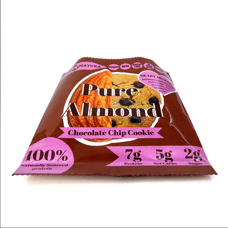 Custom Design Printed Glossy Shiny Surface Aluminum Foil Inside Back Seal Bags For Peanut Butter Cookie Packaging