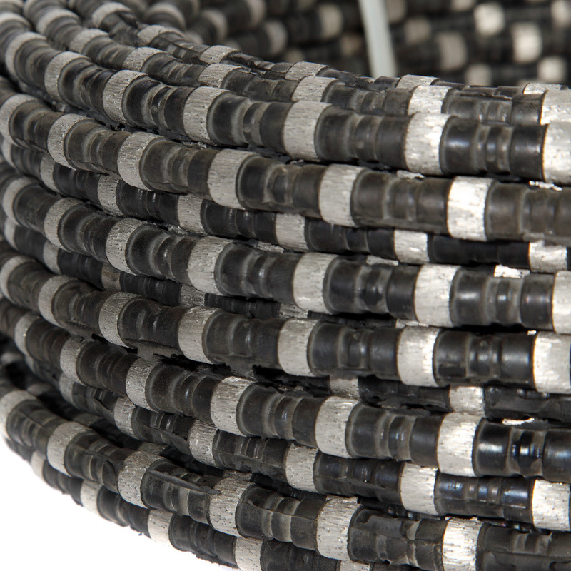 Rubber+Flat Spring Reinforced Diamond Wire Saw with 10.5mm Diameter Sintered Beads for Cutting Steel and Cast Iron