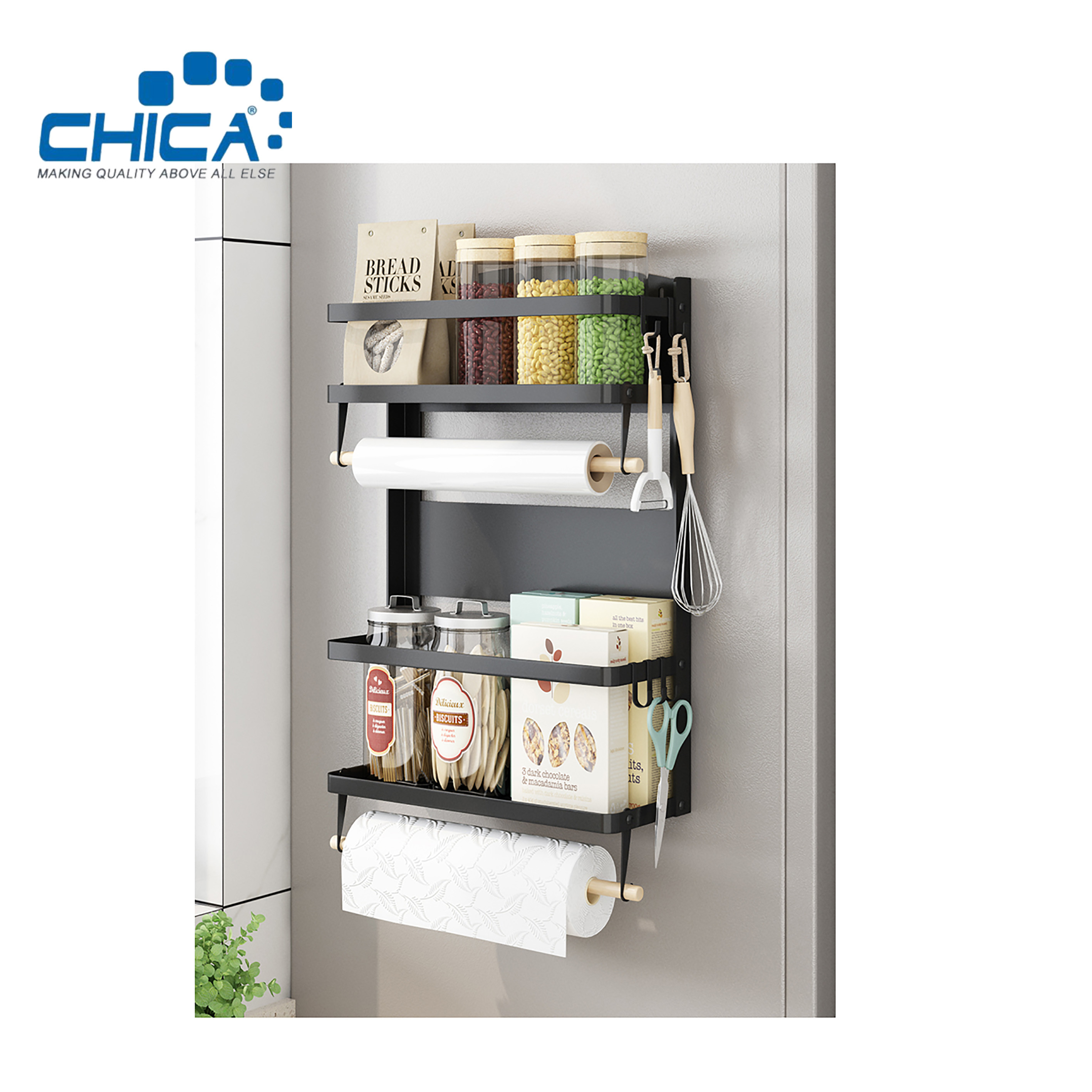 Magnetic Refrigerator Shelf 4 Tiers Kitchen Fridge Storage Rack Fridge Rack Accessories of Kitchen Sink