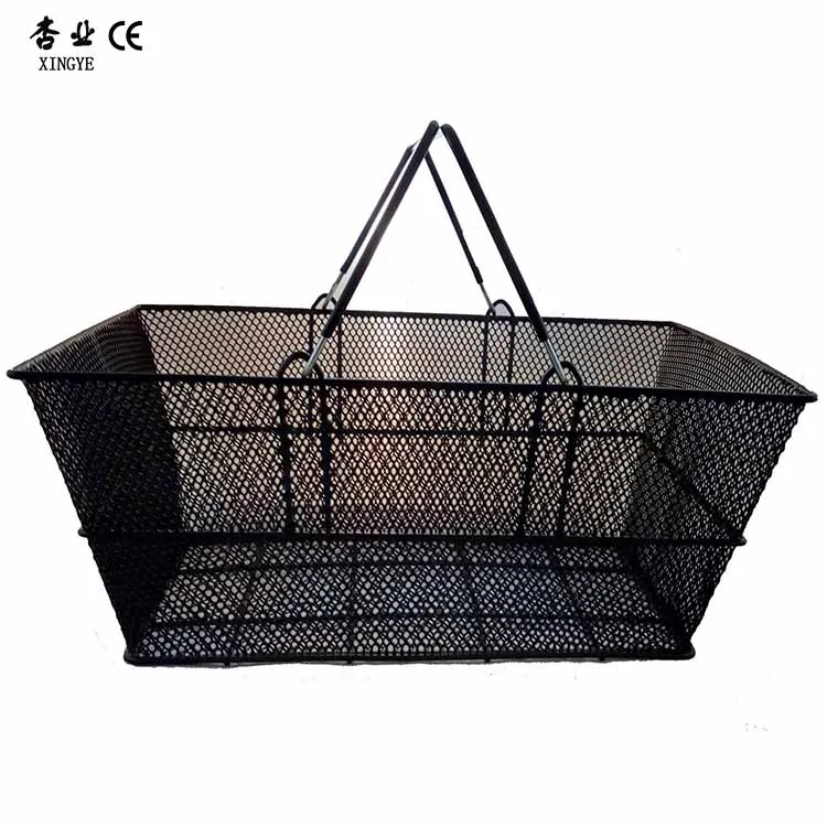 Custom Size Supermarket Accessories Black Wire Shopping Basket