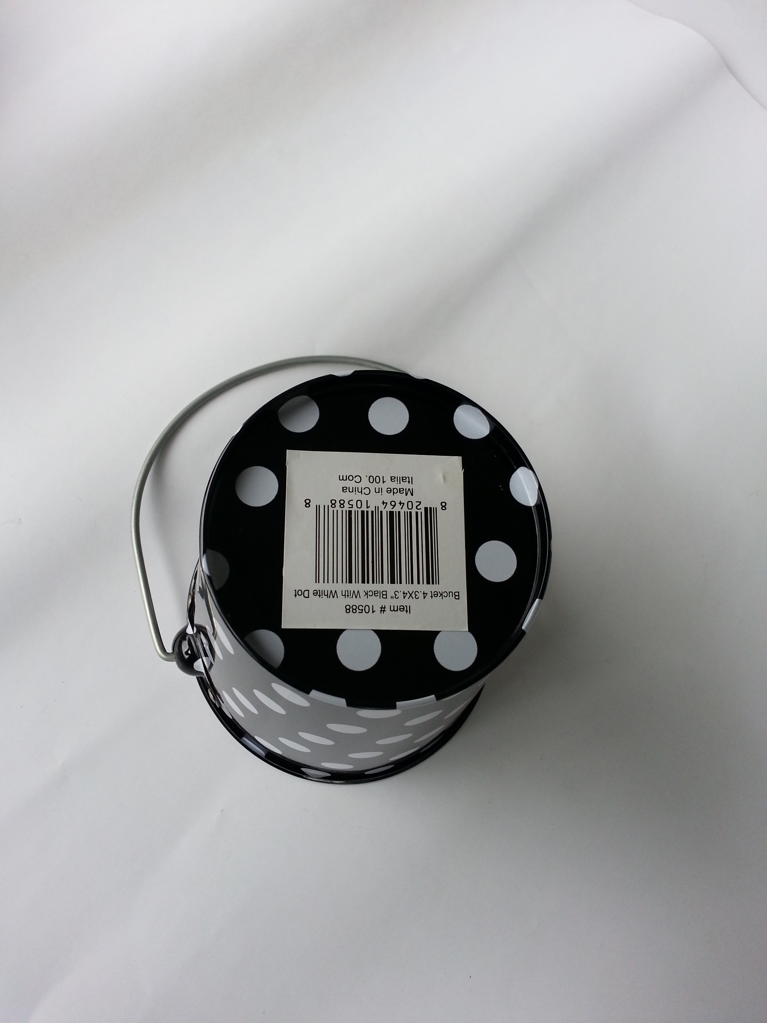 Black Metal Tin Bucket Tinplate 0.2 - 0.35mm With White Dots