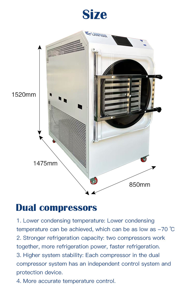 Multi-Function Lab Commercial Vegetable Snack 60KG Vacuum Freeze Dryer Lyophilizer Machine
