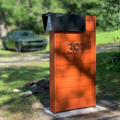 Garden Modern Design Mailbox Post Mount Black Powder Coated Steel Heavy Duty Curbside Welded Mailbox