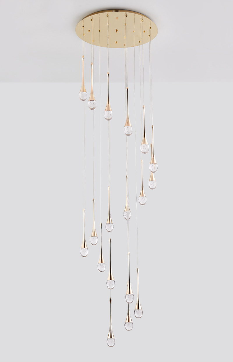 Modern staircase chandelier for living room crystal loft long hanging lamp guzhen lighting(WH-NC-61)