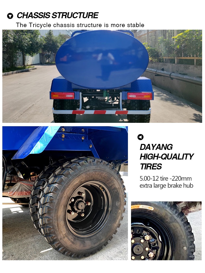 250cc Blue Body Tricycles with Cargo Oil Tanker Cooling Mode Air Country of Origin Peru