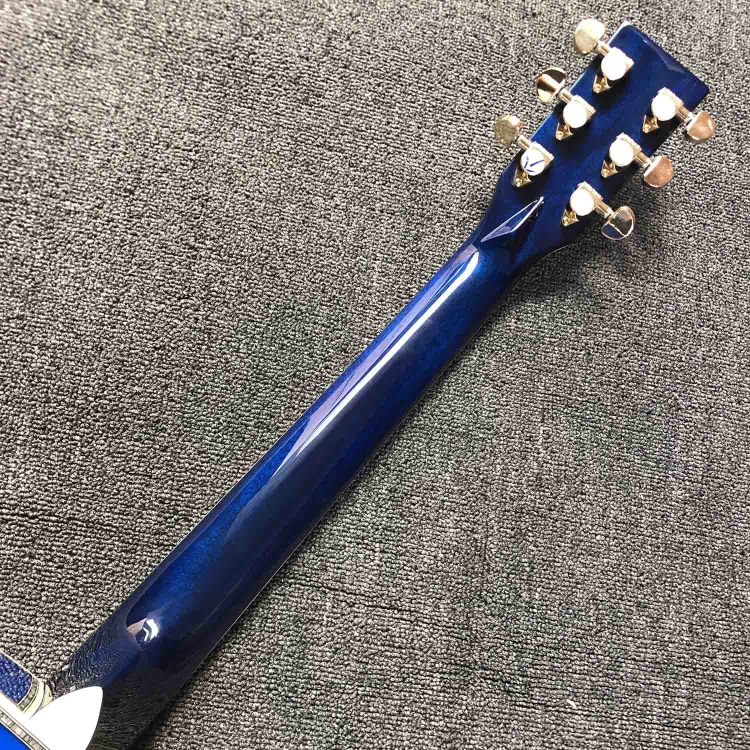 Custom OM Body Acoustic Electric Guitar Real Abalone Inlays Ebony Fingerboard Burst Maple Water Wave 301 Electronic
