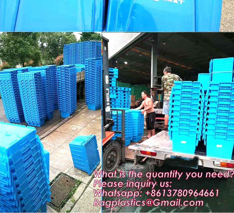 Folding Plastic Stackable Utility Crates 2-Pack, Collapsible Storage Bins With Lids Durable Containers For Home & Garage Organization
