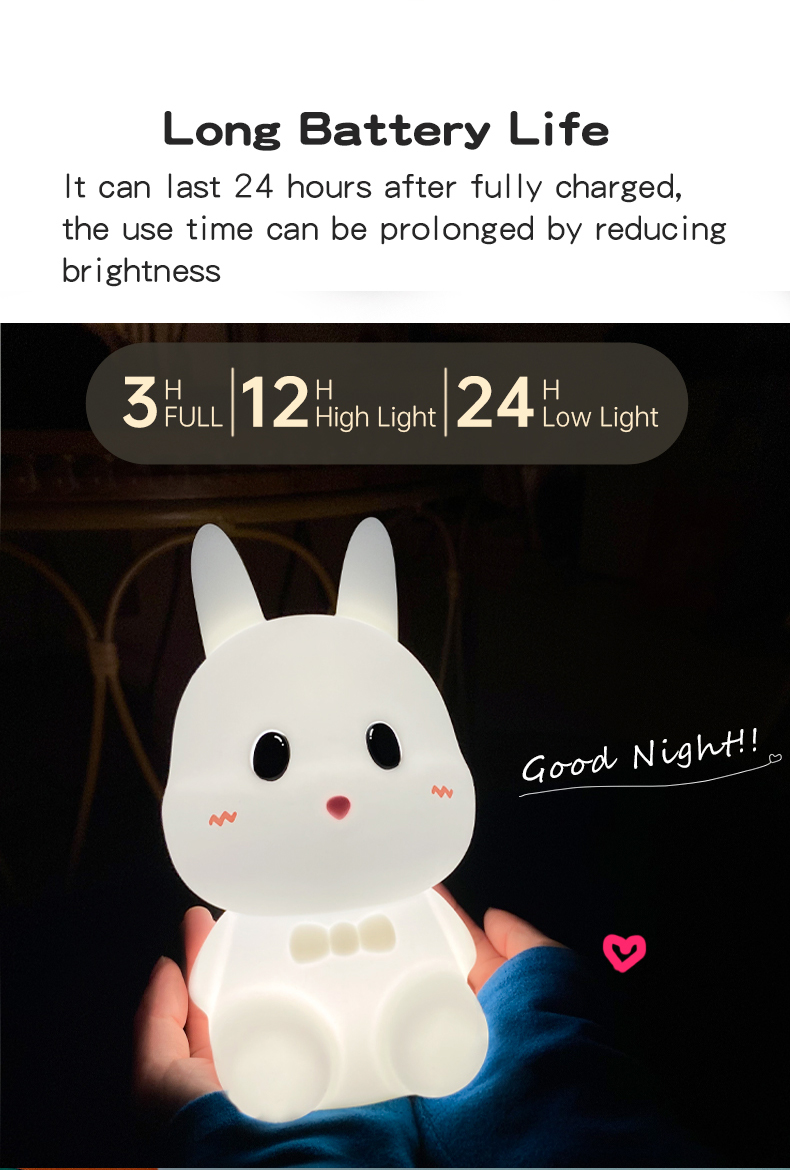Touch Control Custom Home Decorative Luminous Light Rabbits Animal Lamp LED Night Light