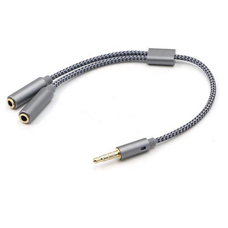1 Input to 2 Output Y Shape 3.5mm AUX Stereo Audio Mic Headphone Splitter Adapter Cable