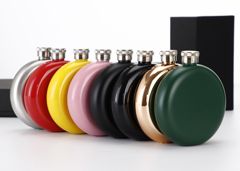 Round Kitchen Household Items 5oz Hip Flask For Women Multi Colored