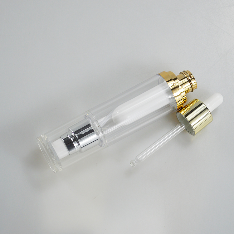 Customized Liquid Foundation Double Tube Dropper Bottle with Acrylic Collar Material