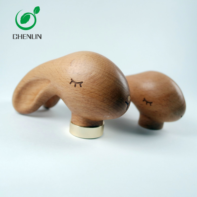 Walnut log solid animal carving bent umbrella handle head black walnut solid wood umbrella