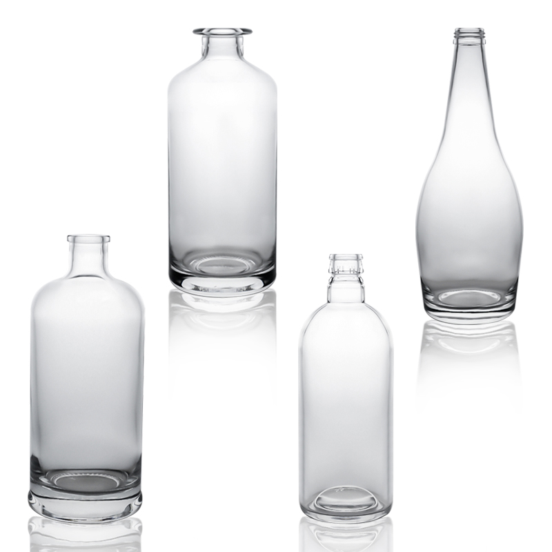 Custom Shape Glass Collar Material Manufacture Grade Liquor Bottles with Custom Caps