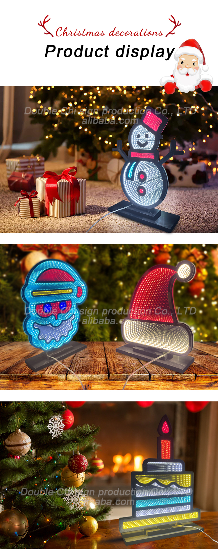 Christmas Love LED Light Acrylic Magic Mirror Abyssal Infinite Mirror for Power Cord