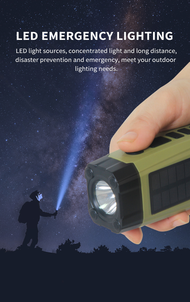 Rechargeable Waterproof Emergency Radio Short Wave Solar Powered