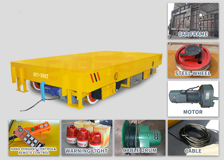 China factory 4 wheel electric motorized cable reel powered rail transfer trolley price