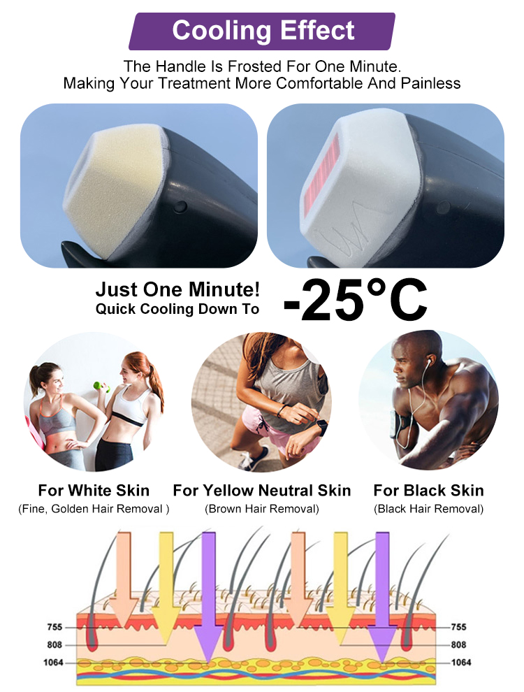 Vertical Professional Painless Lazer 808 nm Titanium Beauty Device Diode Laser Hair Removal Machine