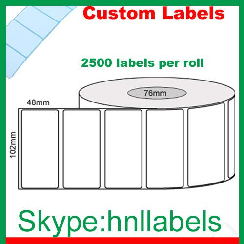 Thermal Transfer Labels 102mmX48mm/1 Plain Transfer Roll Removable,2,500Lpr,