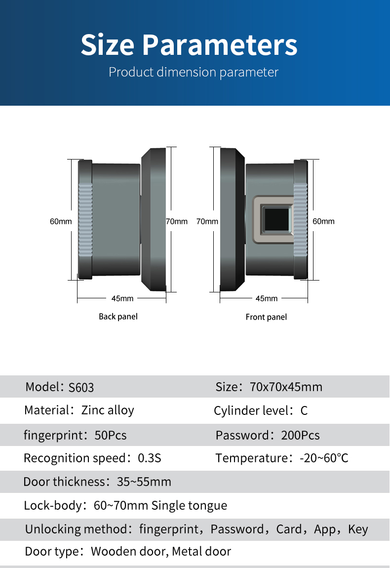 Aluminum Bluetooth Fingerprint Door Lock WiFi Bluetooth Home Door Lock