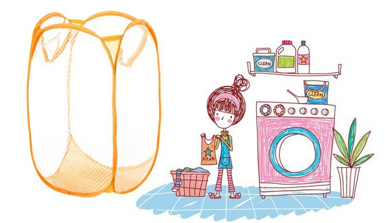 Dirty Clothes Light Nylon Mesh Pop Up Laundry Hamper Household