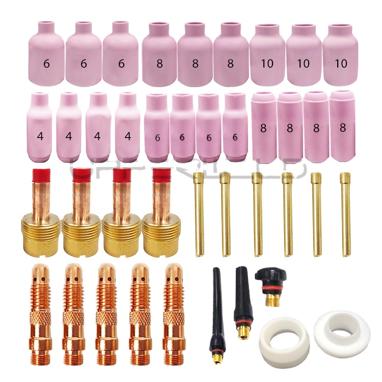 31PCS TIG Welding Torch Stubby Gas Lens Ceramic Cup Kit for WP-17/18/26 Large Size
