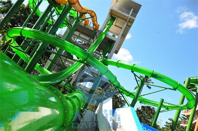 Transparent Aqualoop Water Slide 16m Green Adult Freefall Twist Water Slide