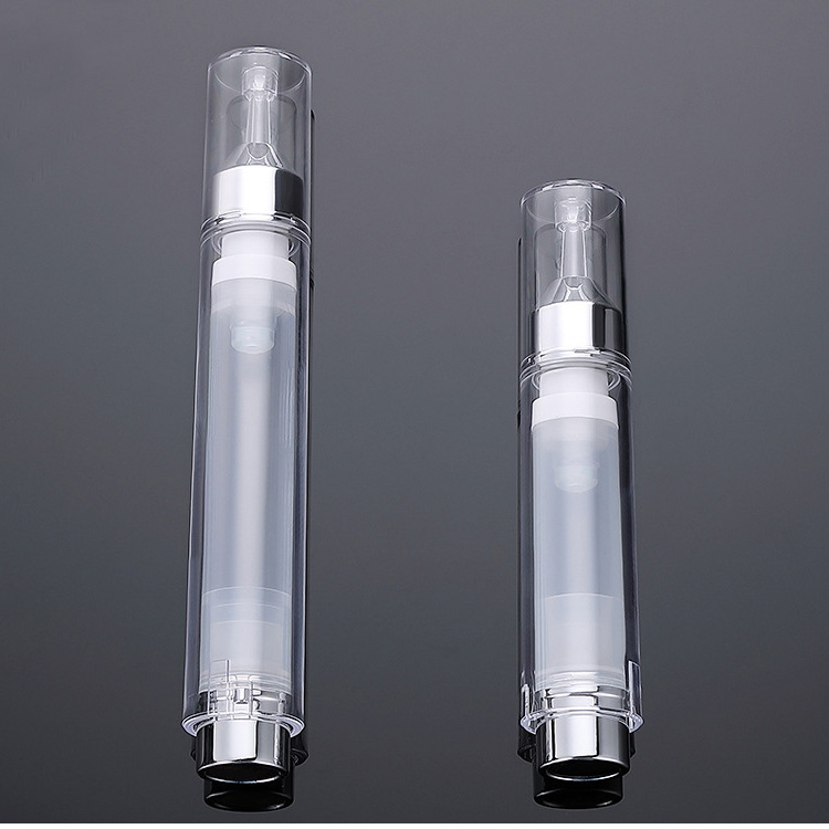Silver Luxury Plastic Syringe Airless Bottle 5ml10ml 15ml for Empty Airless Cosmetic Dispenser