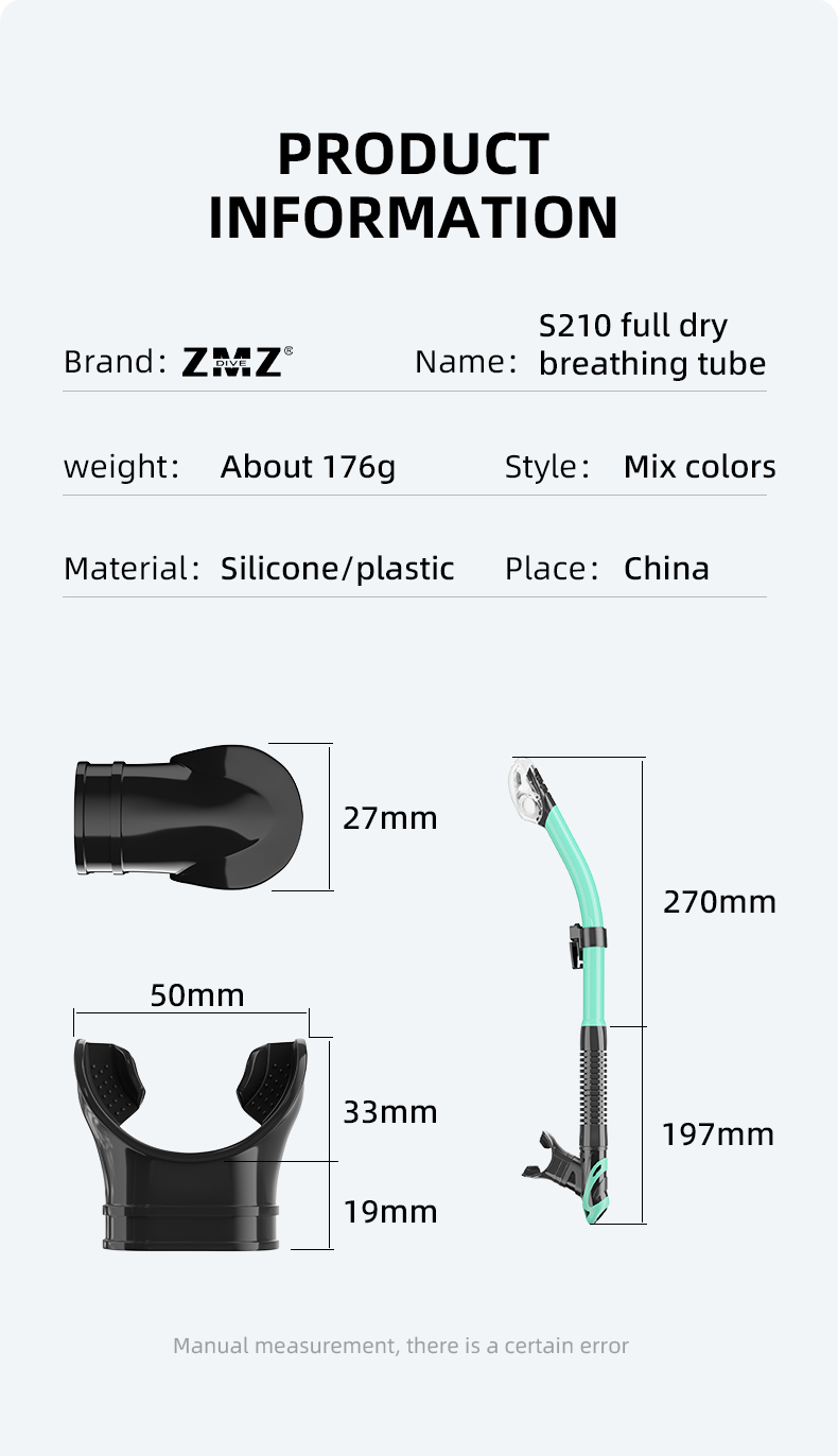 Full Dry Underwater Snorkel Breathing Tube Pipe For Outdoor Swimming Pool