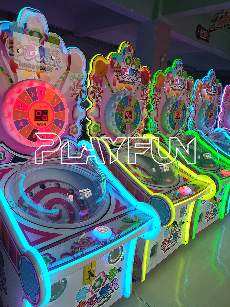 Playfun Shopping Market Kids Lucky Candy Lollypop Chup Chus Arcade Veding Coin Operated Gift Machine Arcade Game Coin Pusher