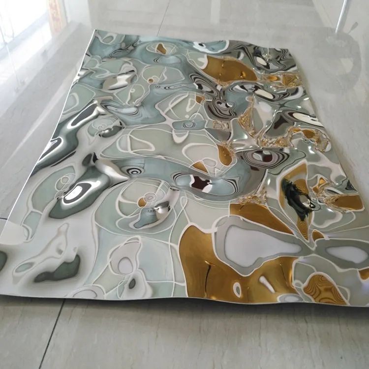 Ss 304 Sheets Golden Stainless Steel Color Plate Ceiling Wall Water Ripple