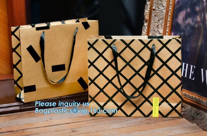 Flower carrier bag with different color customized pot plants kraft paper bag with handle,stamping logo fancy paper flow
