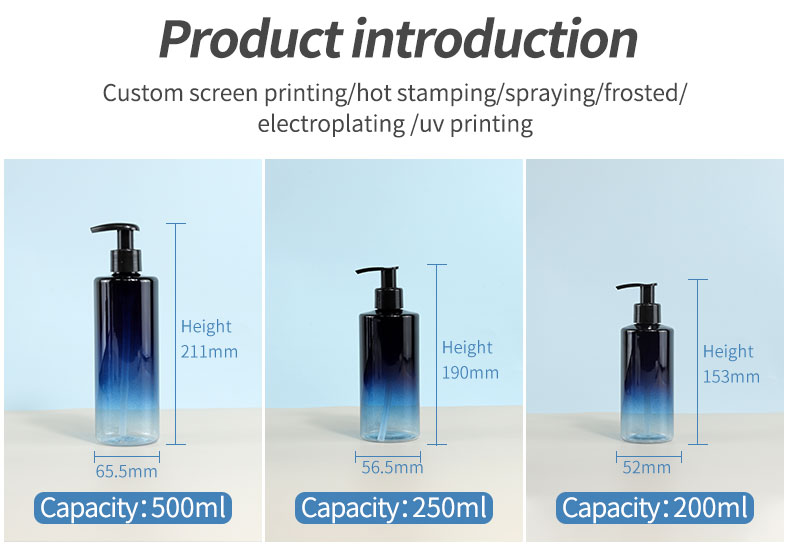 Flat Shoulder Shampoo Pump Bottles Empty PET Bottles 200ml 250ml 300ml 500ml