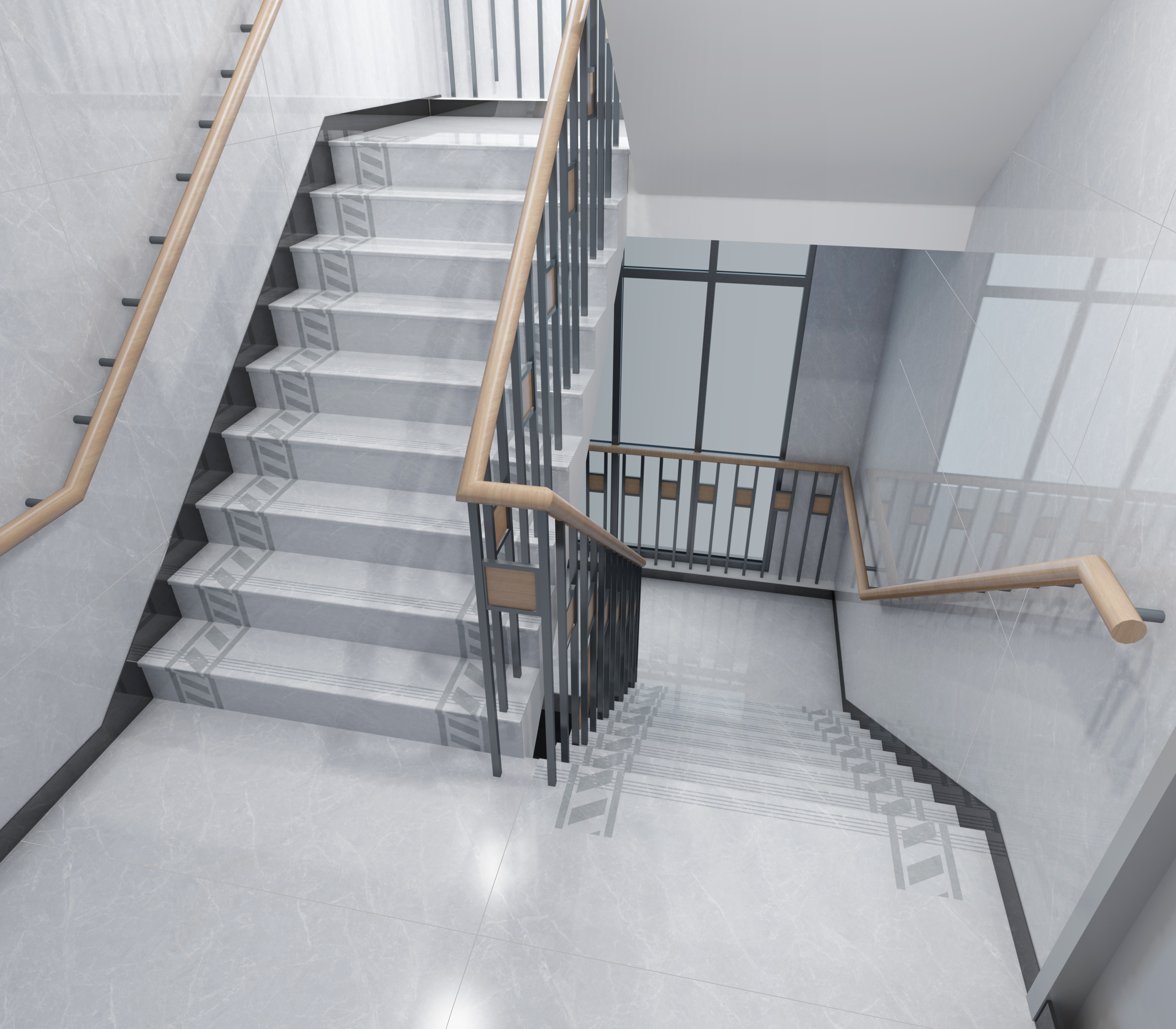 High Glossy Stair Ceramic Tiles Staircase Carrara White Porcelain Tiles